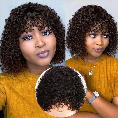 Curly bob wig with - wig, human