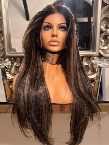 Brown human hair blend lace - brown,
