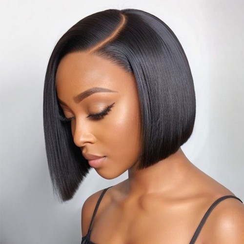 Straight human hair bob wig - human,