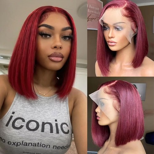 Burgundy bob wig human hair - burgundy,