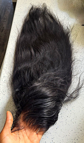 Black straight human hair wig - black,