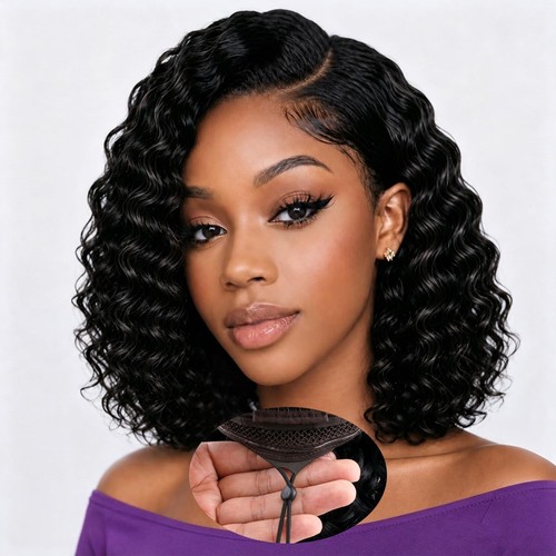 Deep wave glueless bob wig - wave,