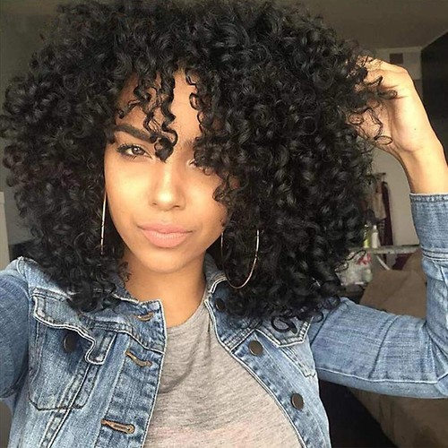 Afro kinky curly wig - curly, with