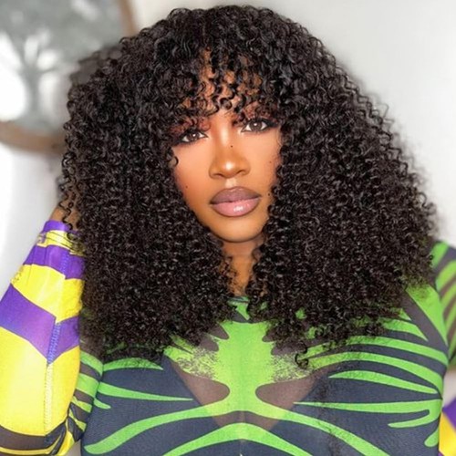 Short curly human - hair, wig