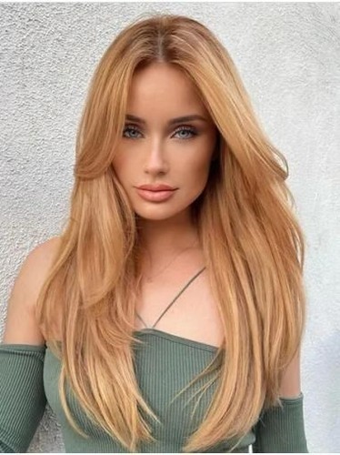 Ombre golden brown layered cut - layered,