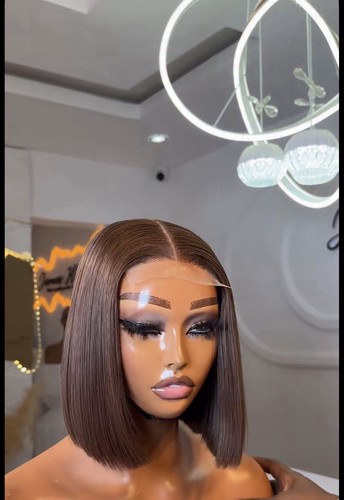Dark brown bone straight bob - brown,
