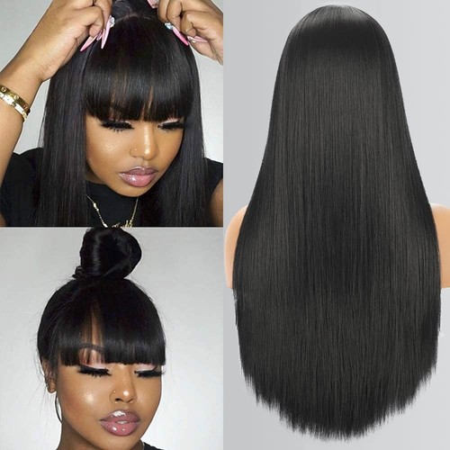 Straight wigs with bangs human - wigs,