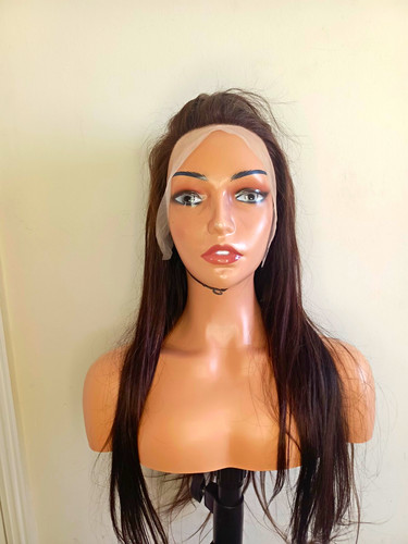 Lace front straight human - straight, hair