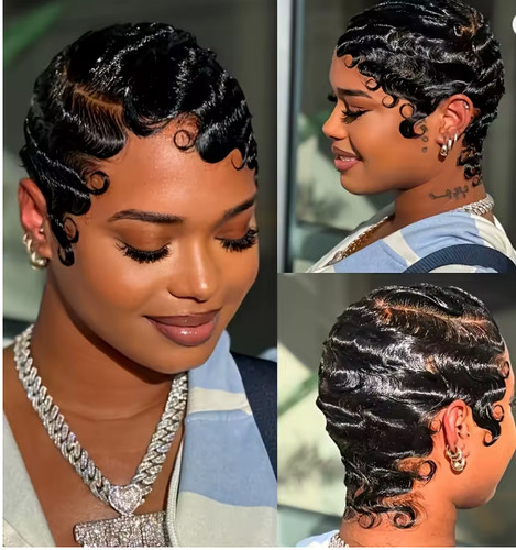 Finger wave pixie cut lace - wave,