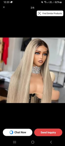 Platinum blonde human hair wig - human,