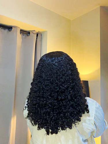 Black curly lace front human - lace,