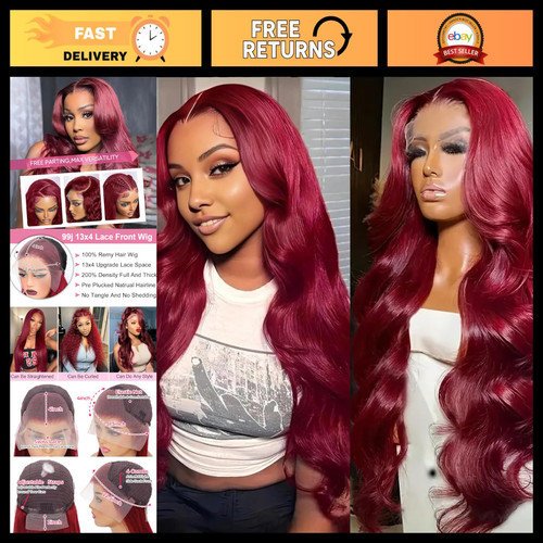 Burgundy lace front - front, wig